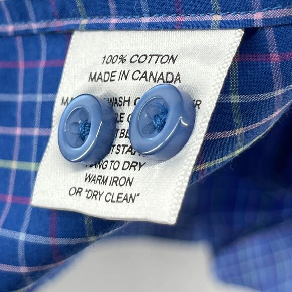 PAUL STUART Shirt Mens M Plaid Woven Button Up Long Sleeve Cotton Blue - Picture 13 of 16